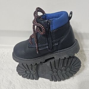 Carter's Toddler Boy's Lacy Up Faux Leather Roy Boots Size: 7M Navy
